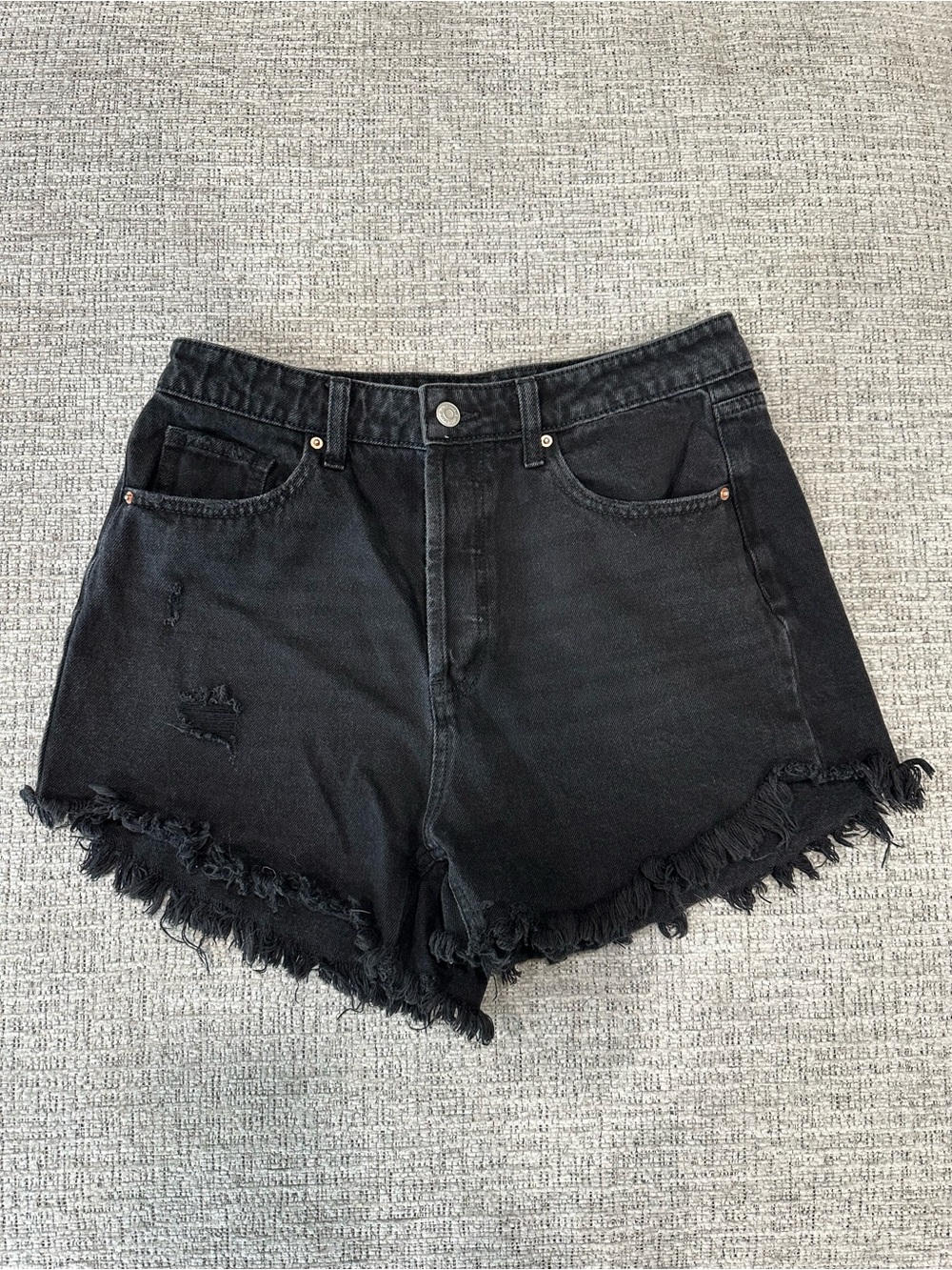Wild Fable High-Waist Black Frayed Hem Denim Shorts
